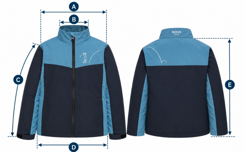 Guide des tailles veste de pluie Noungolf